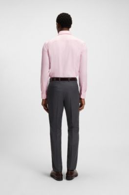 Slim-fit shirt in wrinkle-resistant Oxford cotton, Light Pink