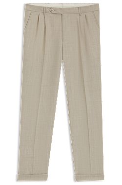 Tapered-fit trousers in micro-patterned virgin wool