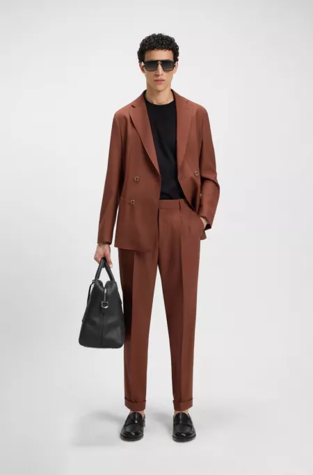 Pantalon Tapered en laine vierge à micro motif