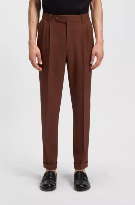 Pantalon Tapered en laine vierge à micro motif