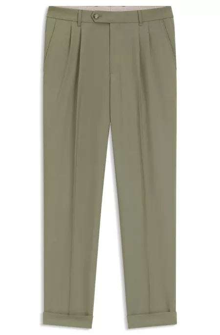 Tapered-fit trousers in micro-patterned virgin wool