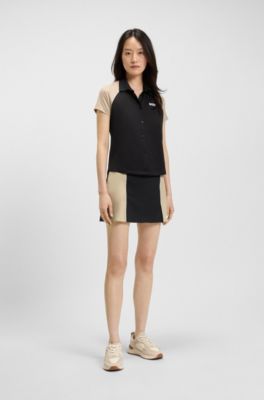 Gonna dinamica in jersey elasticizzato a blocchi di colore, Nero