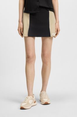 Active skirt in stretch jersey with colour-blocking, Black