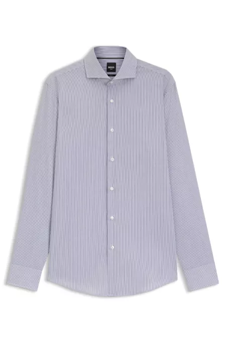 Slim-fit shirt in striped cotton twill