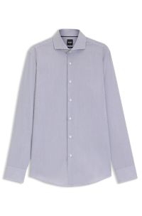 Slim-fit shirt in striped cotton twill, Blue stripes
