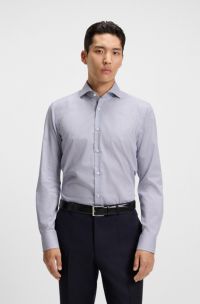 Slim-fit shirt in striped cotton twill, Blue Stripes