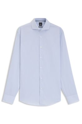 Slim-fit shirt in striped cotton twill, Light Blue Stripes