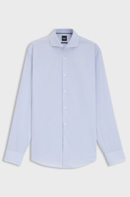 Slim-fit shirt in striped cotton twill, Light Blue stripes