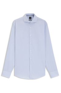 Slim-fit shirt in striped cotton twill, Light Blue stripes
