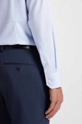 Slim-fit shirt in striped cotton twill, Light Blue Stripes