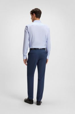 Slim-fit shirt in striped cotton twill, Light Blue stripes