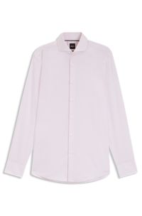 Slim-fit shirt in striped cotton twill, light pink