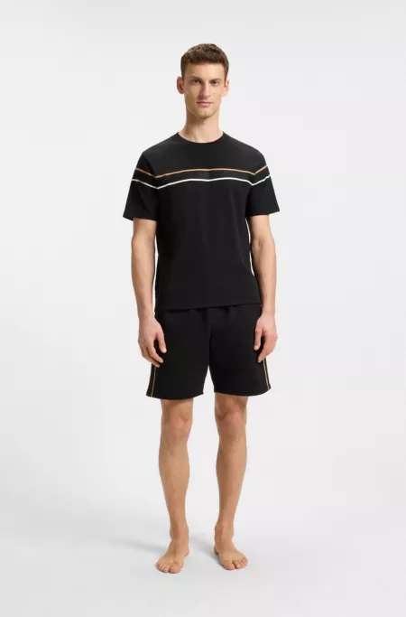 Cotton-jersey T-shirt with tape trims