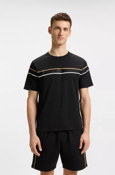 Cotton-jersey T-shirt with tape trims