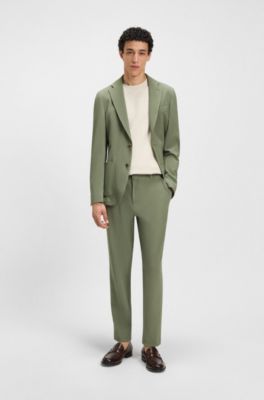 Tapered-fit trousers in a cotton blend, Green