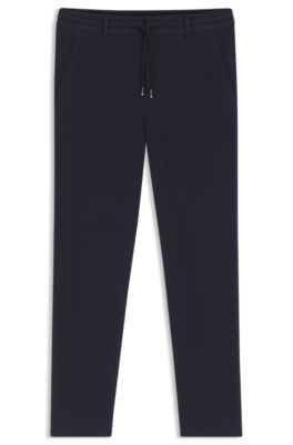 Tapered-fit trousers in a cotton blend, Dark Blue