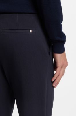 Tapered-fit trousers in a cotton blend, Dark Blue