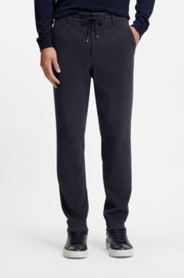 Tapered-fit trousers in a cotton blend, Dark Blue