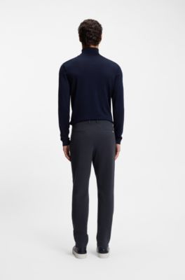 Tapered-fit trousers in a cotton blend, Dark Blue
