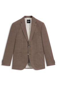 Regular-fit blazer in a patterned wool blend, Brown