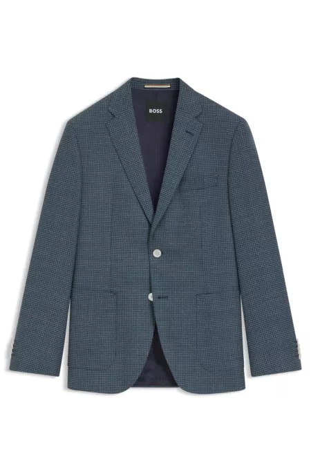 Regular-fit blazer in a patterned wool blend