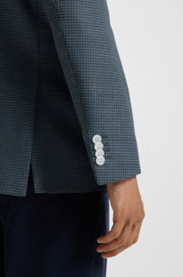 Regular-fit blazer in a patterned wool blend, Dark Blue