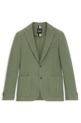 Slim-fit blazer in a micro-patterned cotton blend, Green