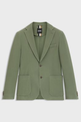 Slim-fit blazer in a micro-patterned cotton blend, Green
