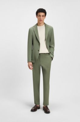 Slim-fit blazer in a micro-patterned cotton blend, Green