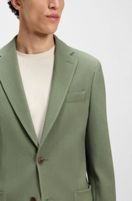 Slim-fit blazer in a micro-patterned cotton blend, Green