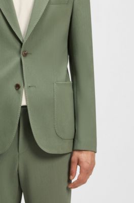 Slim-fit blazer in a micro-patterned cotton blend, Green