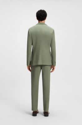 Slim-fit blazer in a micro-patterned cotton blend, Green