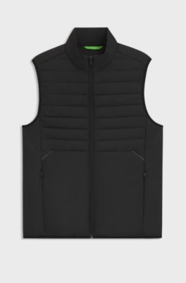 Water-repellent gilet with decorative reflective accents, Black