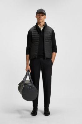 Water-repellent gilet with decorative reflective accents, Black