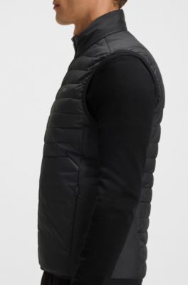 Water-repellent gilet with decorative reflective accents, Black