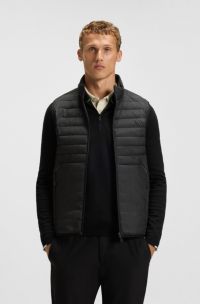 Water-repellent gilet with decorative reflective accents, Black