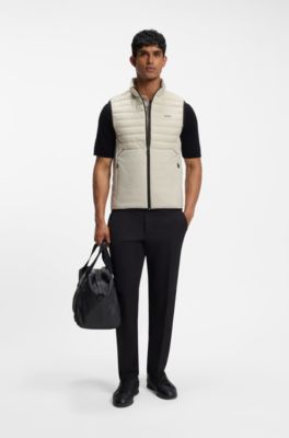 Water-repellent gilet with decorative reflective accents, Light Beige