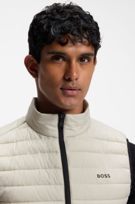 Water-repellent gilet with decorative reflective accents, Light Beige