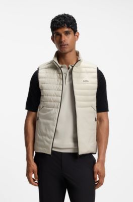 Water-repellent gilet with decorative reflective accents, Light Beige