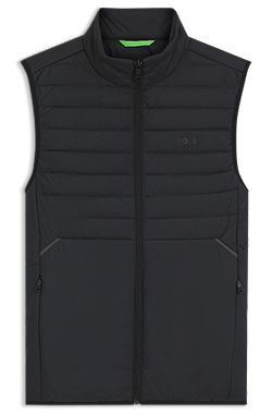 Water-repellent gilet with decorative reflective accents