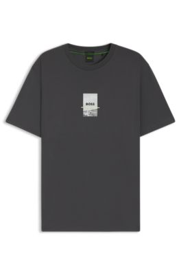 Relaxed-fit T-shirt in stretch cotton with photo print, Dark Grey