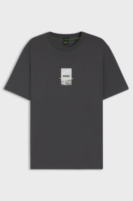 Relaxed-fit T-shirt in stretch cotton with photo print, Dark Grey