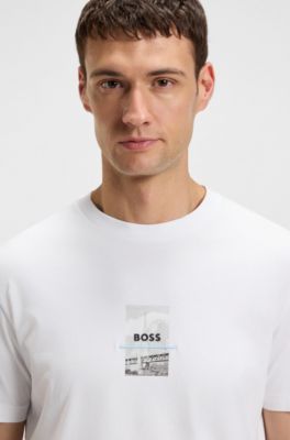 Relaxed-fit T-shirt in stretch cotton with photo print, White