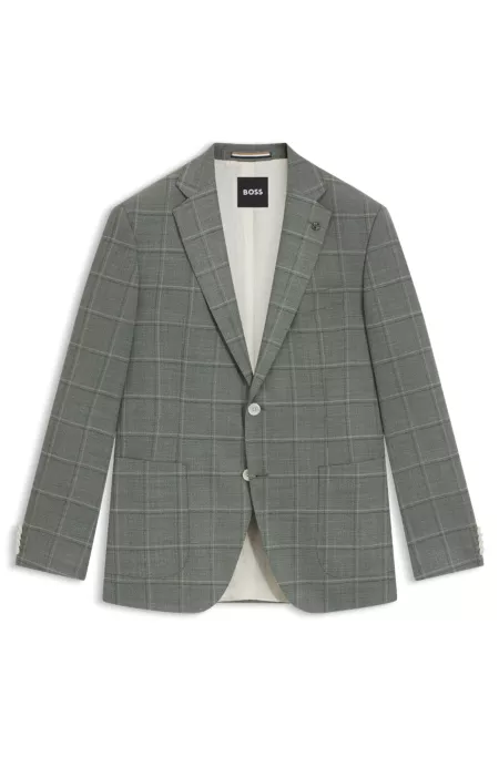 Regular-fit blazer in a checked wool blend