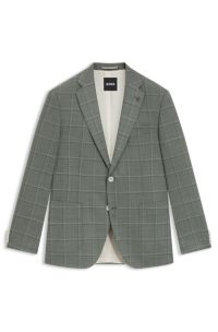 Regular-fit blazer in a checked wool blend, Green