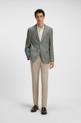 Blazer regular fit in misto lana a quadri, Verde