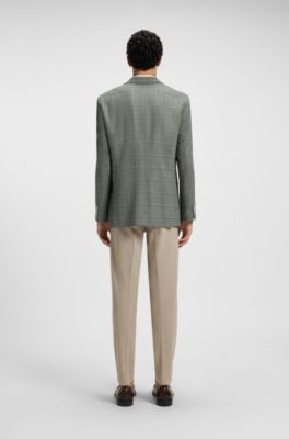 Regular-fit blazer in a checked wool blend, Green