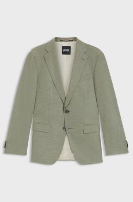 Slim-Fit Sakko aus gemustertem Stretch-Gewebe, Gr&uuml;n