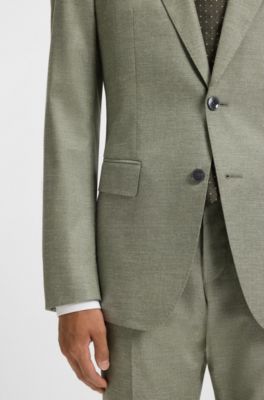 Slim-Fit Sakko aus gemustertem Stretch-Gewebe, Gr&uuml;n