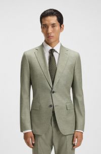 Slim-fit blazer van stretchmateriaal met dessin, Groen